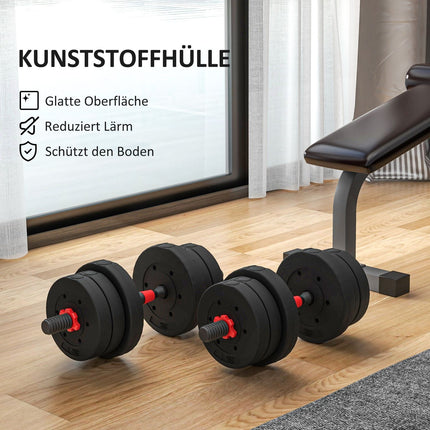 2 viename hantelių rinkinys, 20 kg reguliuojamas hantelis ir štanga, profesionalus hantelis jėgos treniruotėms, juodas