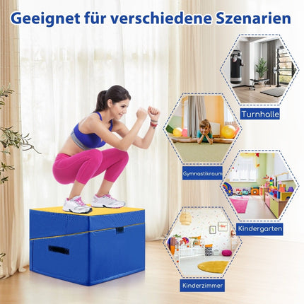 2 in 1 gymnastics mat with carrying handle, slanted gymnastics mat, wedge-shaped soft floor mat, yellow