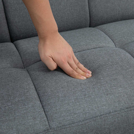 Sofa-lova 2 viename, 205 x 88 cm, sofa su lovos funkcija, sofa su sėdynės pagalvėle, lino imitacijos pilka