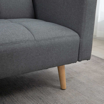 Sofa-lova 2 viename, 205 x 88 cm, sofa su lovos funkcija, sofa su sėdynės pagalvėle, lino imitacijos pilka