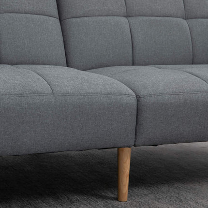 Sofa-lova 2 viename, 205 x 88 cm, sofa su lovos funkcija, sofa su sėdynės pagalvėle, lino imitacijos pilka