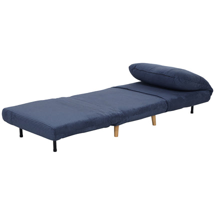 2 viename sofa-lova, fotelis-lova, reguliuojamo dydžio sulankstomas čiužinys, svečių lova su velvetine imitacija, miegamajam, svetainei, mėlyna, 82 x 89 x 83 cm