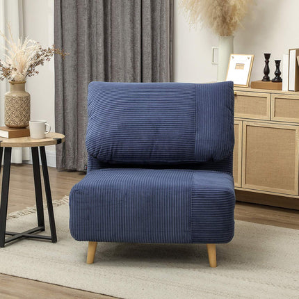 2 viename sofa-lova, fotelis-lova, reguliuojamo dydžio sulankstomas čiužinys, svečių lova su velvetine imitacija, miegamajam, svetainei, mėlyna, 82 x 89 x 83 cm