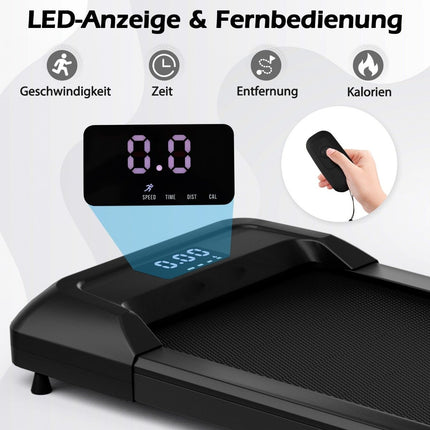 2 viename bėgimo takelis po stalu su LED ekranu, 122 x 53 x 15 cm, juodas