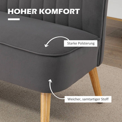 Dvivietė sofa-lova su lino imitacija, dvigulė sofa, medinės kojelės, iki 150 kg, tamsiai pilka, 117 x 56,5 x 77 cm