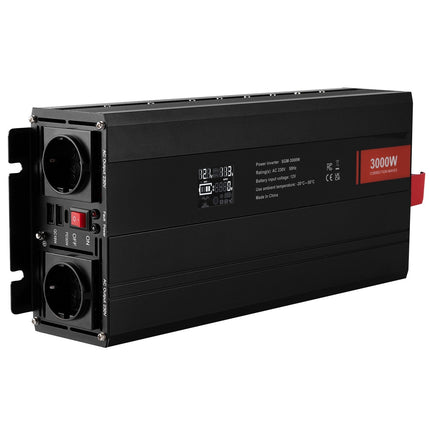 3000W Power Inverter 12V To 230V, LCD, USB-C