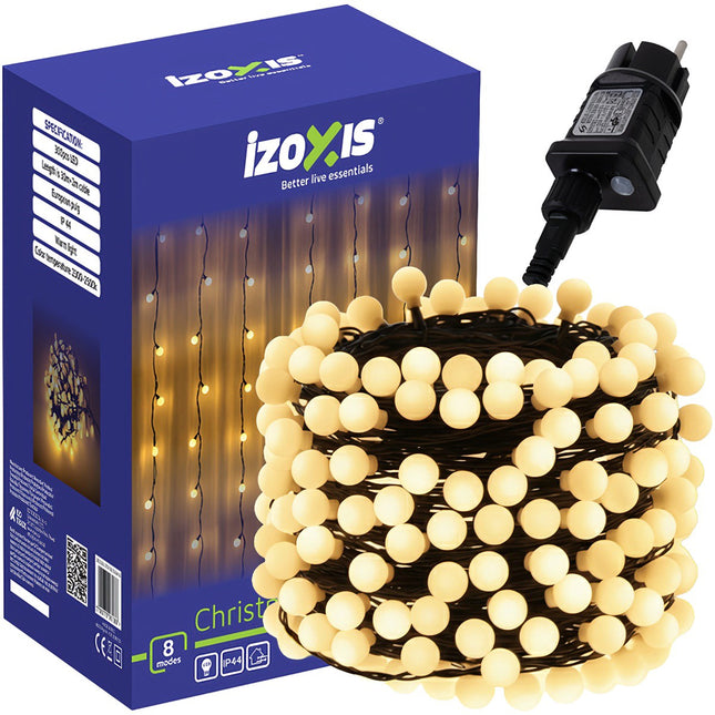 300 LED kalėdinių lempučių, šiltai balta, 30 m, 8 režimai