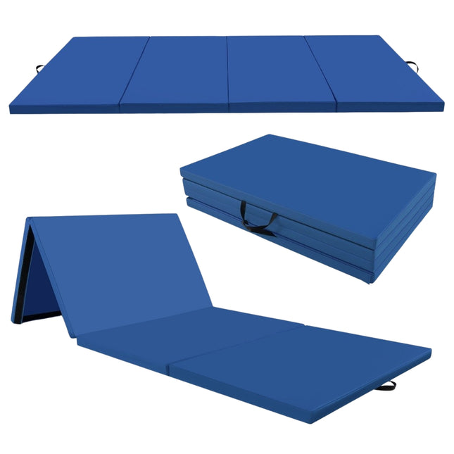 300 x 117 x 5 cm minkštas grindų kilimėlis gimnastikos kilimėlis sulankstomas gimnastikos kilimėlis, pagamintas iš dirbtinės odos, mėlynas