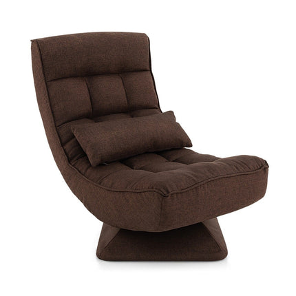 360° besisukanti grindų kėdė su atlošu ir juosmens pagalvėle, grindų kėdė, minkšta sofa, ruda