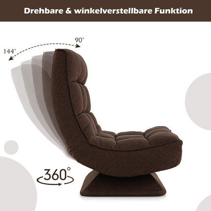 360° besisukanti grindų kėdė su atlošu ir juosmens pagalvėle, grindų kėdė, minkšta sofa, ruda