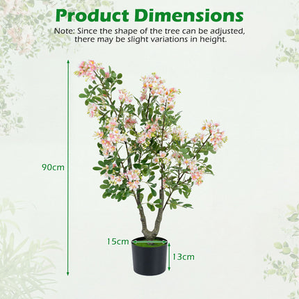 90 cm dirbtinės impatiens medeliai su šilko žiedais, rožiniai, 2 vnt. rinkinys