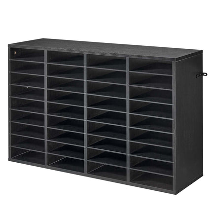 36-Compartment Mailbox Literature Organizer, Detachable Shelves, Black