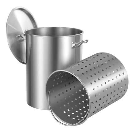 36-Quart Stainless Steel Stockpot With Basket and Lid