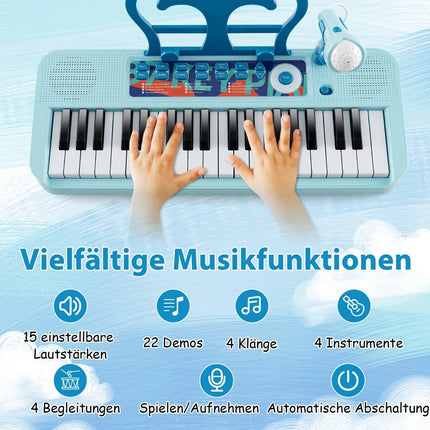 37 klavišų vaikiška elektroninė klaviatūra su kėdute ir mikrofonu