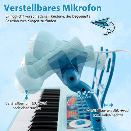 37 klavišų vaikiška elektroninė klaviatūra su kėdute ir mikrofonu