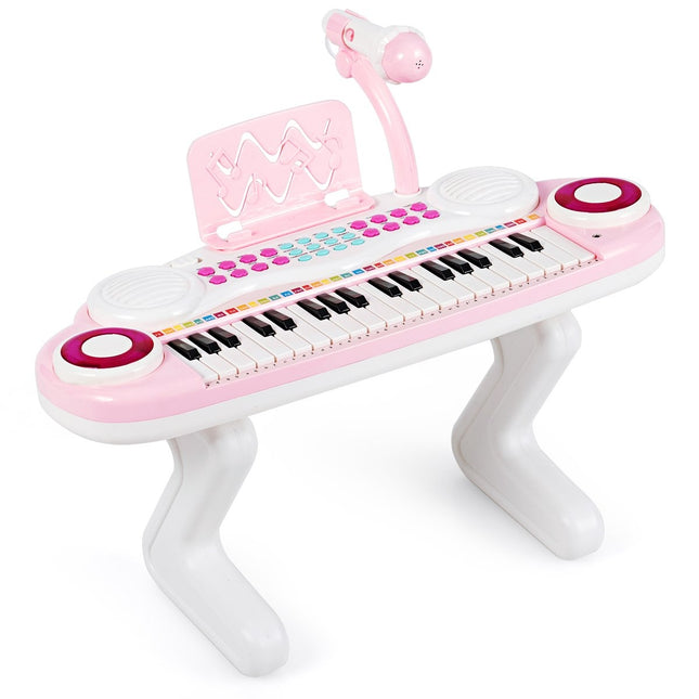 37 klavišų pianino klaviatūra vaikams su stovu, edukacinė klaviatūra, 48 x 20 x 38 cm, rožinė