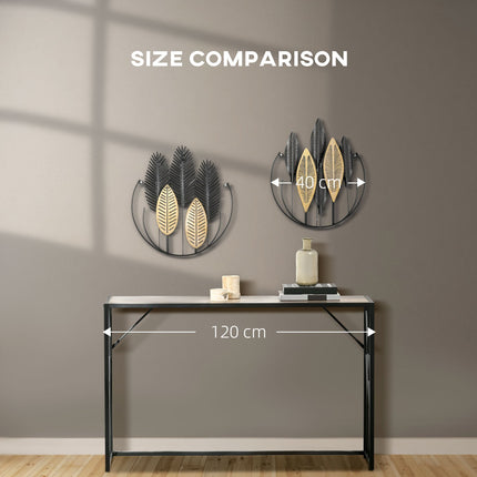 3D Metal Wall Art Leaf Set - Black & Natural, 40x46 Cm