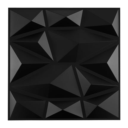 3D sienų plokštės, juodo rombo raštas, 100 vnt. pakuotė, 9 m² padengimas
