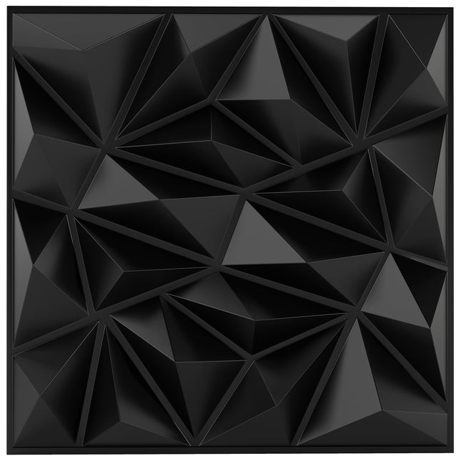 3D sienų plokštės, rombo formos raštas, juodos, 5 m² padengimas