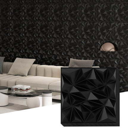 3D sienų plokštės, rombo formos raštas, juodos, 5 m² padengimas