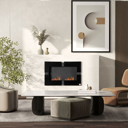 Indoor Black Ethanol fireplace, Metal, 3L Capacity, 90cm
