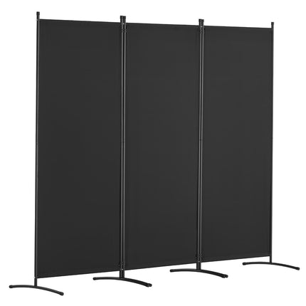 3-Panel Folding Room Divider, Black Fabric Privacy Screen