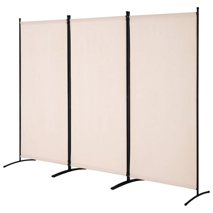 3-Panel Folding Room Divider, Oxford Fabric, Beige