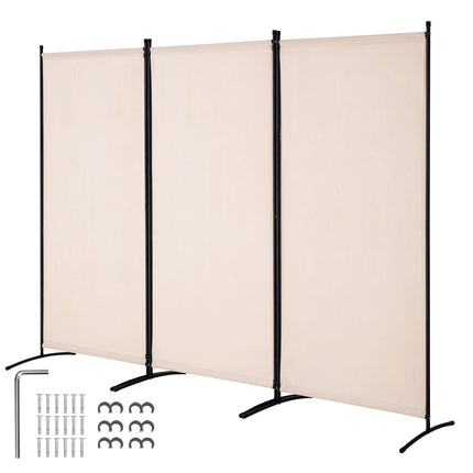 3-Panel Folding Room Divider, Oxford Fabric, Beige