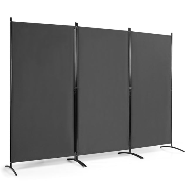 3 dalių kambario pertvara, sulankstoma, audinė, privatumą užtikrinanti širma, 260 x 183 cm, pilka