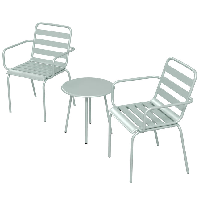 Outdoor Bistro Set - Steel table & chairs, green