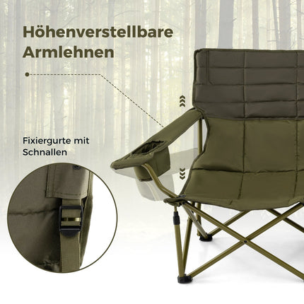 Trijų asmenų sulankstoma kempingo sofa su reguliuojamais porankiais