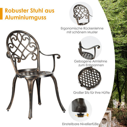 3 dalių lieto aliuminio lauko bistro komplektas su ledo kibiru