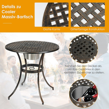 3 dalių lieto aliuminio lauko bistro komplektas su ledo kibiru