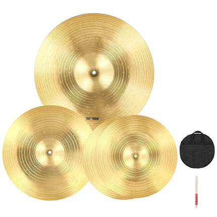3-Piece Drum Cymbal Set – 14 16 20 in Hi-Hat Crash Ride