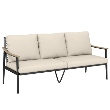 Trivietė lauko sofa iš rotango su pagalvėlėmis, plieninis rėmas