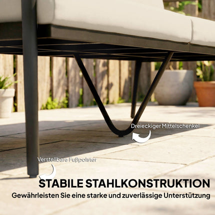 Trivietė lauko sofa iš rotango su pagalvėlėmis, plieninis rėmas