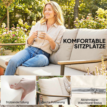 Trivietė lauko sofa iš rotango su pagalvėlėmis, plieninis rėmas