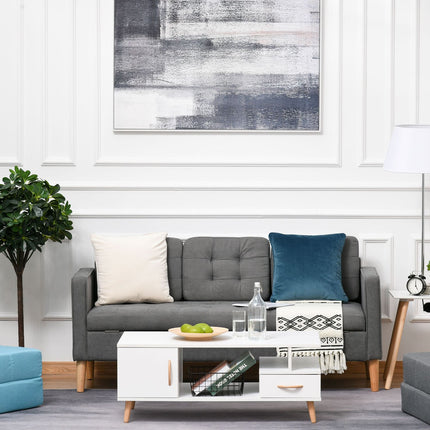 Trivietė sofa, audinė, dvigulė sofa, nuimama su pagalvėlėmis, guminė mediena, medvilnė, pilka, 166,5 x 62 x 82 cm