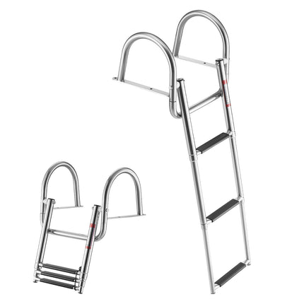 3-Step Stainless Steel Telescoping Boat Swim Ladder, 600 lb