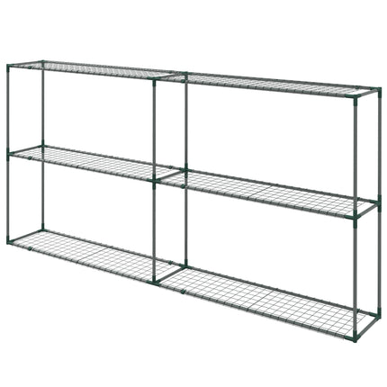 3-Tier Metal Plant Shelf for Greenhouses, 222 x 30 x 114 cm, Dark Green
