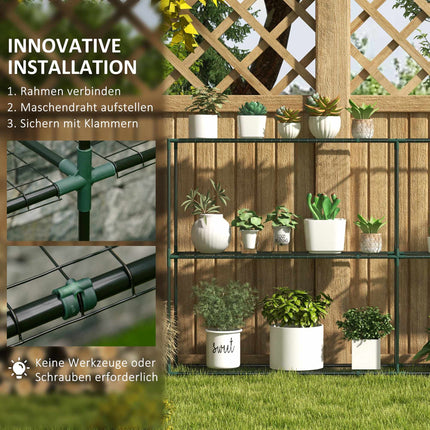 3-Tier Metal Plant Shelf for Greenhouses, 222 x 30 x 114 cm, Dark Green
