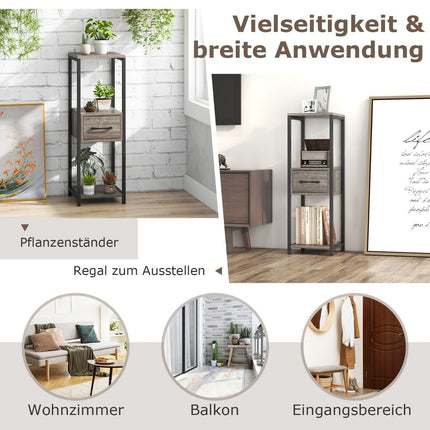 3 pakopų metalinis augalų stovas, gėlių stovas su stalčiumi, 30,5 x 30,5 x 92 cm, pilkas (1 pakuotė)