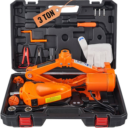 3 Ton 12V Electric Scissor Jack Kit With Impact Wrench