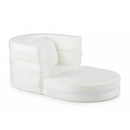 3 viename vaikiška sofa-lova su minkštu putplasčiu ir pagalve, smėlio spalvos