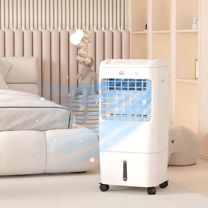 3 viename mobilus oro kondicionierius su oro drėkinimu, vandens aušinimu, 15 l, 60° osciliacinis oro kondicionierius-oro aušintuvas su 7,5 val. laikmačiu, nuotolinio valdymo pultu, LED ekranu, 20? Baltas, 37 x 32 x 78 cm