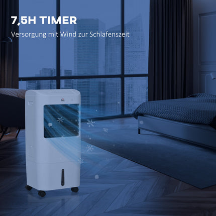 3 viename mobilus oro kondicionierius su oro drėkinimu, vandens aušinimu, 15 l, 60° osciliacinis oro kondicionierius-oro aušintuvas su 7,5 val. laikmačiu, nuotolinio valdymo pultu, LED ekranu, 20? Baltas, 37 x 32 x 78 cm
