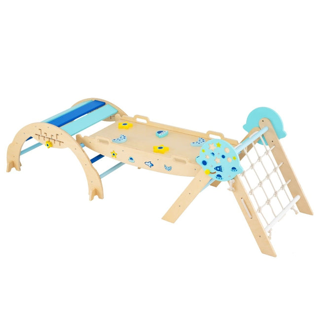 3 viename Montessori laipiojimo rinkinys su rampa ir arka
