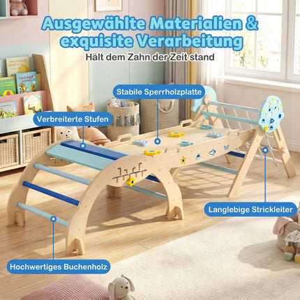 3 viename Montessori laipiojimo rinkinys su rampa ir arka