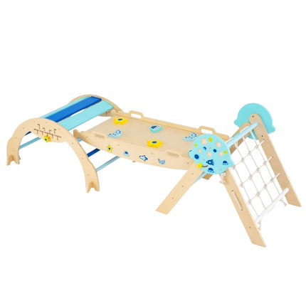 3 viename Montessori laipiojimo rinkinys su rampa ir arka