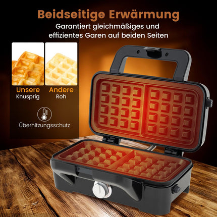 3 viename sumuštinių keptuvė, vaflių ir panini presas, nelimpančios lėkštės